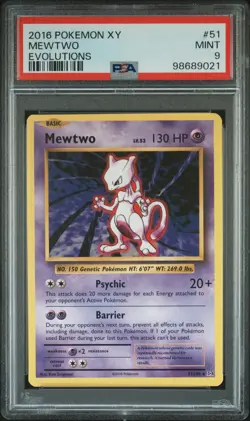 2016 POKEMON XY EVOLUTIONS #51 MEWTWO PSA 9 - Image 1