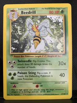 Pokemon TCG Beedrill Card Base Set 17/102 Ken Sugimori WOTC Vintage - Image 1