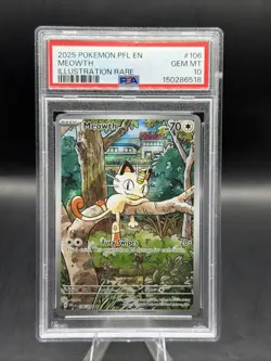 Pokemon Meowth 106/094 Me02: Phantasmal Flames Illustration Rare Holo PSA 10 - Image 1