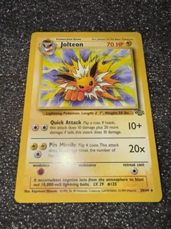 Jolteon 20/64 Jungle Set Rare Non-Holo Vintage Pokemon Card WOTC LP/NM - Image 1