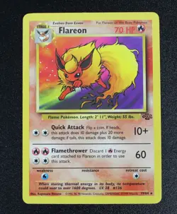 Flareon 19/64 Non Holo Rare Jungle Vintage WOTC 1999 Pokemon TCG MP - Image 1