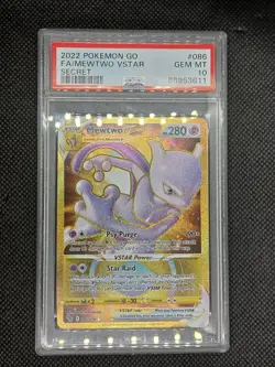 2022 POKEMON GO SECRET #086 FULL ART/MEWTWO VSTAR PSA 10 - Image 1