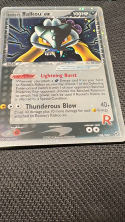 Rocket's Raikou ex 108/107 EX Deoxys Secret Rare Holo 100 HP Pokemon Card - Image 2