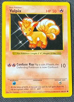 VULPIX 68/102 COMMON BASE SET SHADOWLESS POKEMON MP - Image 1