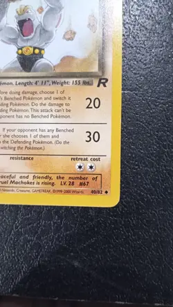 Pokemon TCG Dark Machoke 1st Edition| Team Rocket 40/82 Mint Condition Vintage - Image 4