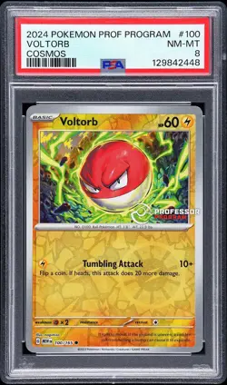 2024 POKEMON PROFESSOR PROGRAM PROMOS COSMOS #100 VOLTORB PSA 8 - Image 1