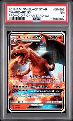 PSA 7 2019 Pokemon SM Black Star Charizard GX - Holo Promo SM195 - Image 1