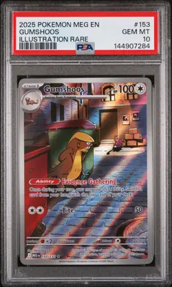 2025 POKEMON MEG EN-MEGA EVOLUTION ILLUSTRATION RARE #153 GUMSHOOS PSA 10 - Image 1
