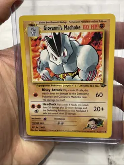 Giovanni's Machoke 42/132 Unlimited Pokemon Gym Challenge LP+ Vintage Card TCG - Image 1