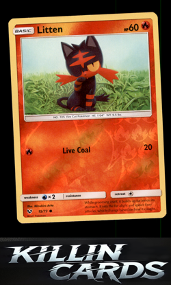Reverse Holofoil Litten 15/73 Common Shining Legends Pokemon Card NM - Image 1