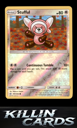 Reverse Holofoil Stufful 181/236 Pokemon Common SM - Cosmic Eclipse Card NM - Image 1