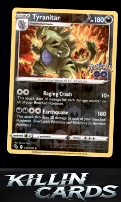 Reverse Holofoil Tyranitar 043/078 Pokemon Holo Rare Pokemon GO Card NM - Image 1
