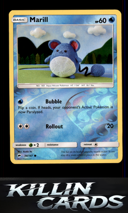 Reverse Holofoil Marill 34/147 Pokemon Common SM - Burning Shadows Card NM - Image 1