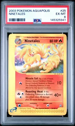 2003 POKEMON AQUAPOLIS #25 NINETALES PSA 6 - Image 1