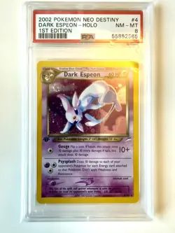 2002 POKEMON NEO DESTINY 1ST EDITION #4 DARK ESPEON-HOLO PSA 8 - SWIRL - Image 1