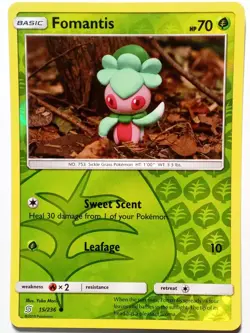REVERSE HOLO Fomantis 15/236 NM - Yuka Morii Clay - Unified Minds Pokemon Card - Image 1