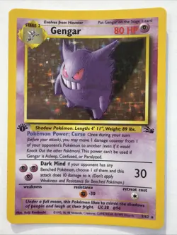 Gengar #5 5/62 1st Edition Holo Fossil Pokemon Rare 1999 - Image 1
