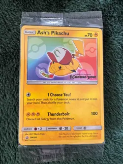 Sealed NM-Mint Ash's Pikachu - SM108 - Promo - SM Black Star Promo Pokemon - Image 1