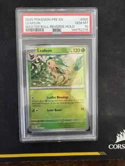 Pokemon Leafeon 005/131 Prismatic Evolutions Holo Master Ball PSA 10 English - Image 1