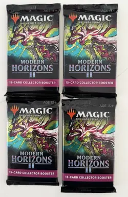 Four MTG Modern Horizons 2 Collector Booster Packs - Factory Sealed 2021 - Image 1