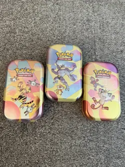 New SEALED Pokemon 151 Tins Lot of 3 - Machamp, Meowth, Electrabuzz BRAND NEW - Image 1