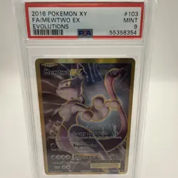 Pokemon TCG Mewtwo EX Holo Ultra Rare Full Art Evolutions 103/108 PSA 9 Graded - Image 1