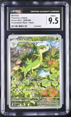 2025 Pokemon Servine #088 Black Bolt Illustration Rare Full Art CGC 9.5 Mint - Image 1