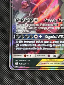 Pokemon Mega Sableye & Tyranitar GX Ultra Rare TAG TEAM Holo 126/236 Unified Mi… - Image 2