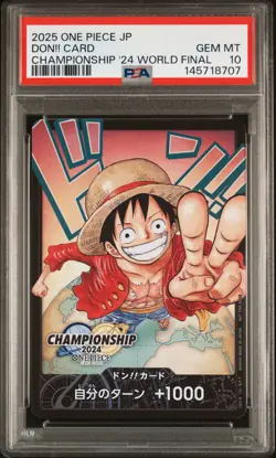 2025 ONE PIECE JPN PROMOS CHAMP 2024 WORLD FINAL DON!! CARD PSA 10 - Image 1