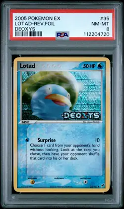 2005 POKEMON EX DEOXYS #35 LOTAD-REVERSE FOIL PSA 8 - Image 1