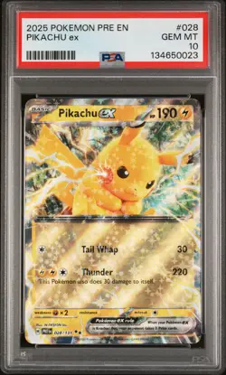 2025 POKEMON PRE EN-PRISMATIC EVOLUTIONS #028 PIKACHU EX PSA 10 - Image 1