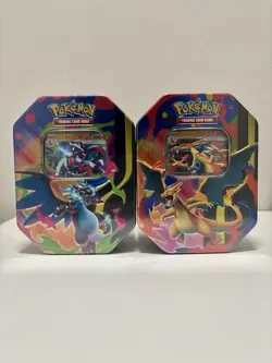 Mega Charizard X & Y Ex Tins Set of 2 New/Factory Sealed Pokemon TCG - Image 1