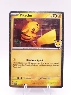 2026 Pikachu 051/162 Pokemon Day 30th Anniversary Stamped Promo TCG Cosmo Holo - Image 1