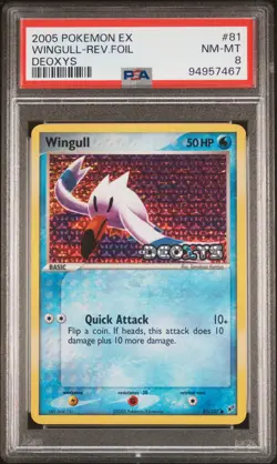 2005 POKEMON EX DEOXYS #81 WINGULL-REVERSE FOIL PSA 8 - Image 1