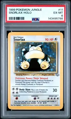 1999 POKEMON JUNGLE #11 SNORLAX-HOLO PSA 6 - Image 1