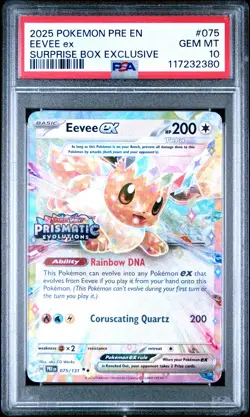 2025 POKEMON PRE EN-PRISMATIC EVOLUTIONS SURPRISE BOX EXCLUSIVE EEVEE EX PSA 10 - Image 1