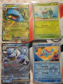 Pokemon 151 Blooming Waters Promos Blastoise/Venusaur/Squirtle/Bulbasaur-4 Cards - Image 1