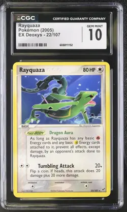 CGC 10 GEM MINT Rayquaza 2005 EX Deoxys 22/107 Pokemon Card - Image 1