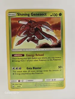 Pokemon Shining Genesect Shining Legends Shiny Holo Rare Card 9/73 Basic 130 HP - Image 1