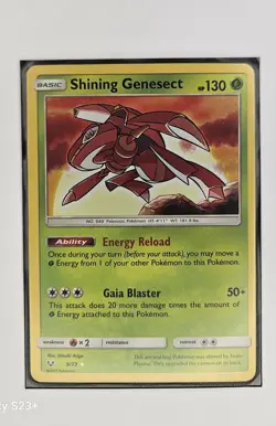 Pokemon Shining Genesect Shining Legends Shiny Holo Rare Card 9/73 Basic 130 HP - Image 3