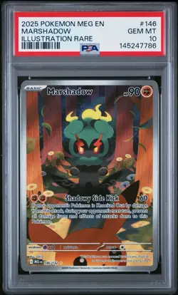 2025 Pokemon MEG En Mega Marshadow Illustration Rare #146 PSA 10 Gem Mint - Image 1
