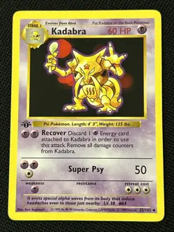 Pokemon Kadabra 032/102 (1st Edition) (Shadowless) Never Played *Near Mint* - Image 1