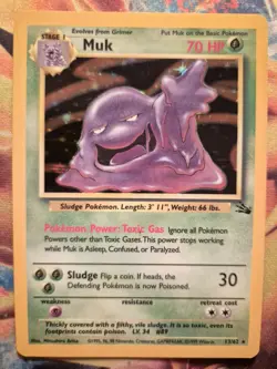Muk Holo Rare Pokemon Card, Fossil, 13/62 - Image 1