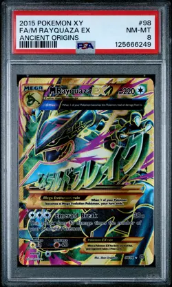 2015 POKEMON XY ANCIENT ORIGINS #98 FULL ART/M RAYQUAZA EX PSA 8 - Image 1