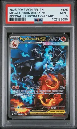 2025 POKEMON PFL EN-PHANTASMAL FLAMES #125 MEGA CHARIZARD X EX PSA 9 - Image 1