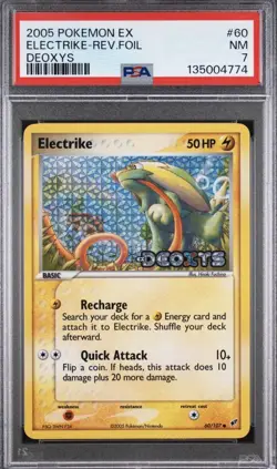 Pokemon Card - Electrike Deoxys 60/107 Reverse Holo Stamped PSA 7 NM - Image 1