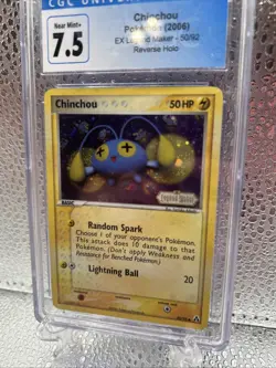 CGC 7.5 Chinchou 2006 EX Legend Maker 50/92 Reverse Holo Stamped Pokemon Card - Image 2