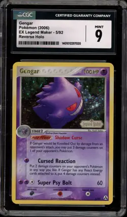 Pokemon Gengar EX Legend Maker Reverse Holo Rare #5 CGC 9 Mint - Image 1