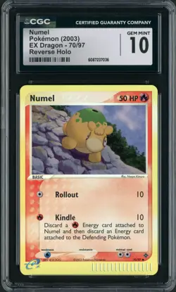 2003 Pokemon EX Dragon Numel Reverse Holo #70 CGC Gem Mint 10 - Image 1
