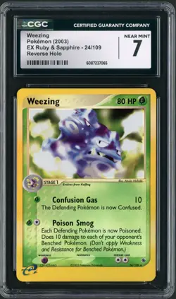 2003 Pokemon EX Ruby & Sapphire Weezing Reverse Holo 24/109 CGC 7 - Image 1